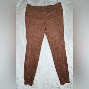 Sundance Luxe Dreams Faux Suede Brown Zipper Moto Boho Leggings Pants Size 12